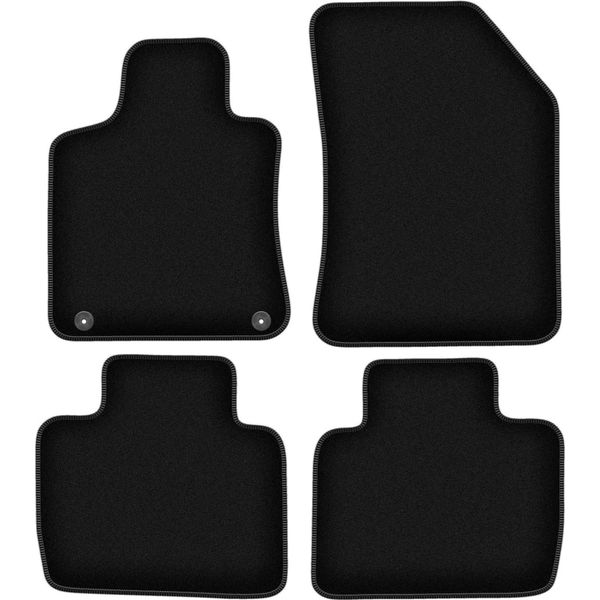Tappetini In Velluto Per Peugeot 508 Ii (2018-, Berlina, Station Wagon, Liftback) Neri, Set 4 Pz, Con Fissaggi-image