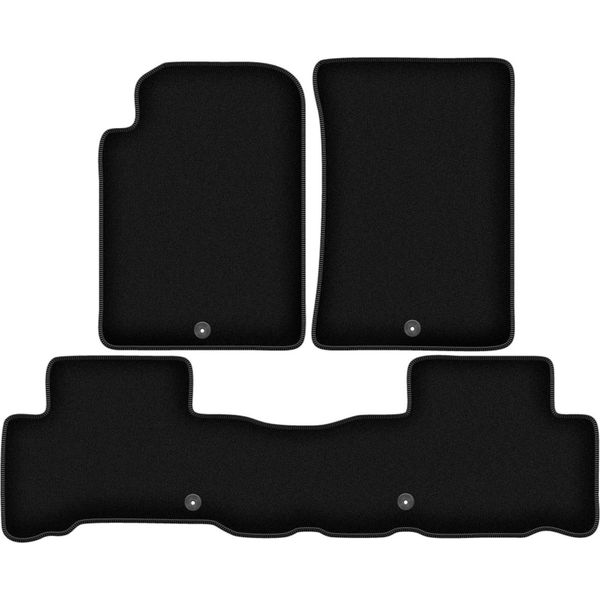 Tappetini In Velluto Per Ssangyong Rexton Iii (2013-, Suv) Neri, Set 3 Pz, Con Fissaggi-image