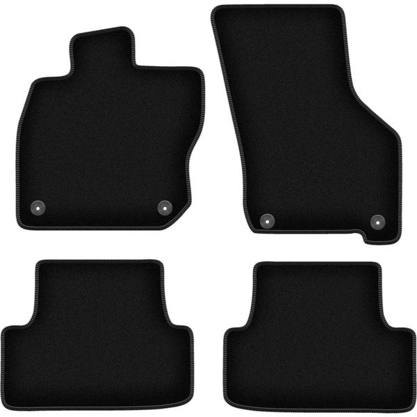 Tappetini In Velluto Per Volkswagen Golf Viii Etsi (2020-, Alltrack, Hatchback, Station Wagon, Variant) Neri, Set 4 Pz, Con Fissaggi-image