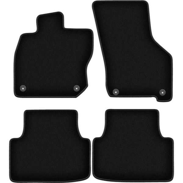 Tappetini In Velluto Per Skoda Octavia Iv E-Tec (2020-, Berlina, Station Wagon, Liftback) Neri, Set 4 Pz, Con Fissaggi-image