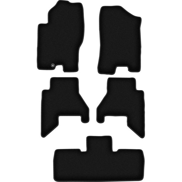 Tappetini In Velluto Per Nissan Pathfinder (2005-2010, 7 Posti (Pre-Restyling)) Neri, Set 5 Pz, Con Fissaggi-image