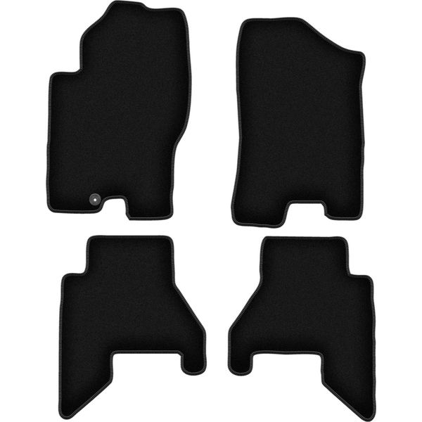 Tappetini In Velluto Per Nissan Pathfinder (2005-2010, 5 Posti (Pre-Restyling)) Neri, Set 4 Pz, Con Fissaggi-image