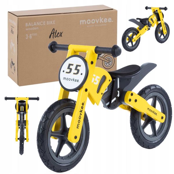 Coil Balance Bike, Bici Per Imparare A Camminare, Balance Bike Per Bambini, Balance Bike, Telaio In Legno, Ruota Da 12 Pollici - Pneumatici "Antiforatura"", Da 3 Anni, Giallo"-image