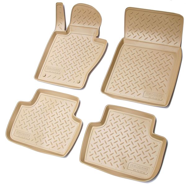 Tappetini In Gomma 3D Per Bmw X3 E83 Anno 2003 - 2010 Beige Con Bordo-image