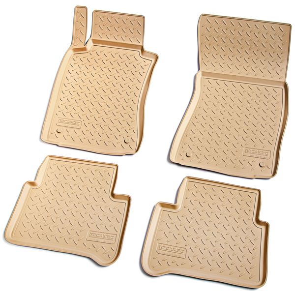 Tappetini In Gomma Per Mercedes Classe E W211 | S211 | 2002-2009 | Beige Con Bordo-image