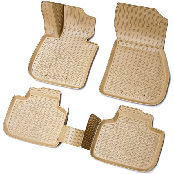 Tappetini In Gomma 3D Per Bmw X1 F48 | Anno Di Produzione Dal 2015> | Beige Con Bordo-image