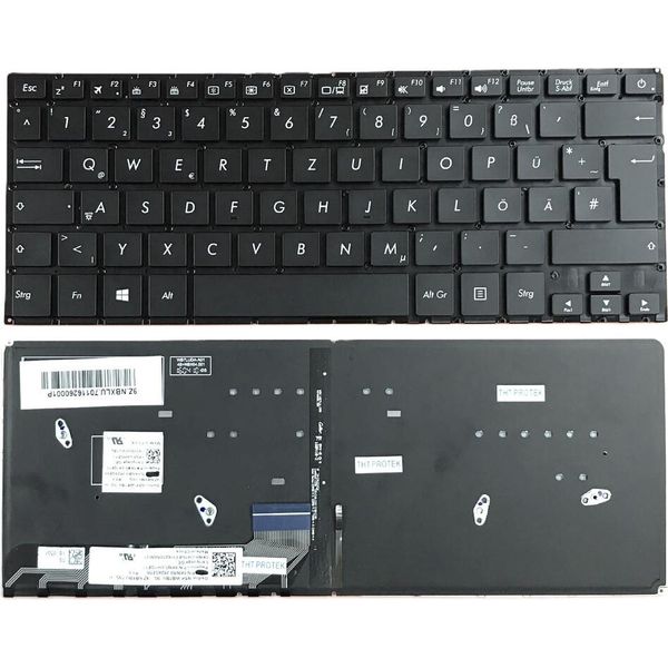 Tastiera - Colore: Nero - Con Illuminazione - Senza Cornice Tastiera Con Layout Tedesco Compatibile Per Asus Zenbook UX360UAK-image