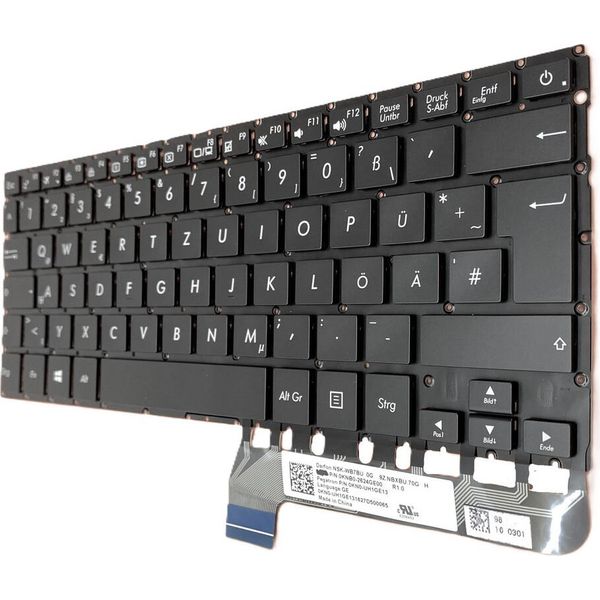 Tastiera - Colore: Nero - Con Illuminazione - Senza Cornice Tastiera Con Layout Tedesco Compatibile Con Asus UX360UA-image