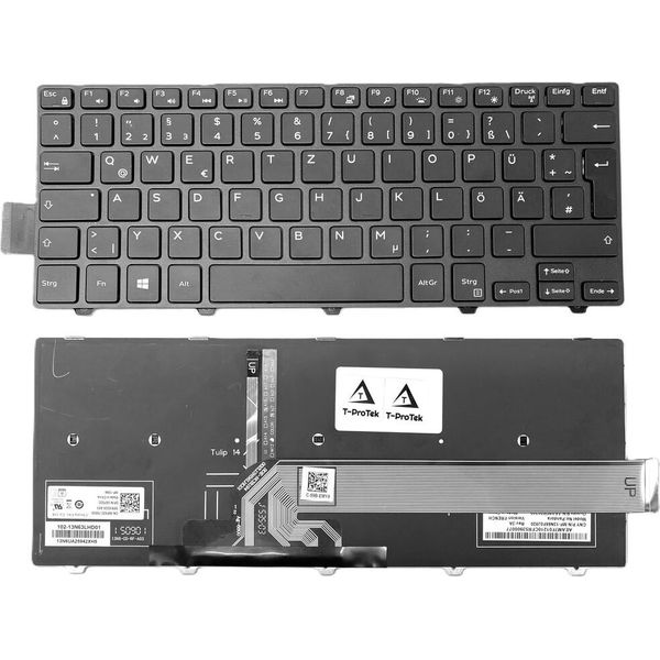 Tastiera - Colore: Nero - Con Cornice - Con Illuminazione Layout Tastiera Tedesca Compatibile Per Dell Inspiron 14-7447-image