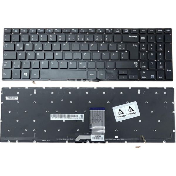 Tastiera - Colore: Nero - Con Illuminazione - Senza Cornice - Layout Tastiera Tedesco Compatibile Con Samsung NP880Z5E-X01-image