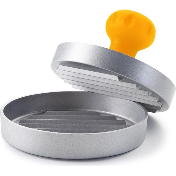 Ibili-Accessories Pressa Per Hamburger, Alluminio, 11X8 Cm, Argento/Giallo-image