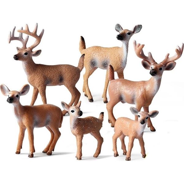 Inf Figure Di Animali Della Foresta Realistici, Confezione Da 6 Set Di Cervi Selvatici-image