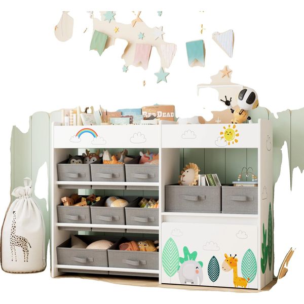 Scaffale Organizzatore Di Giocattoli, Design Colorato E Resistente, Ampio Spazio Di Archiviazione, Altezza Adatta Ai Bambini-image