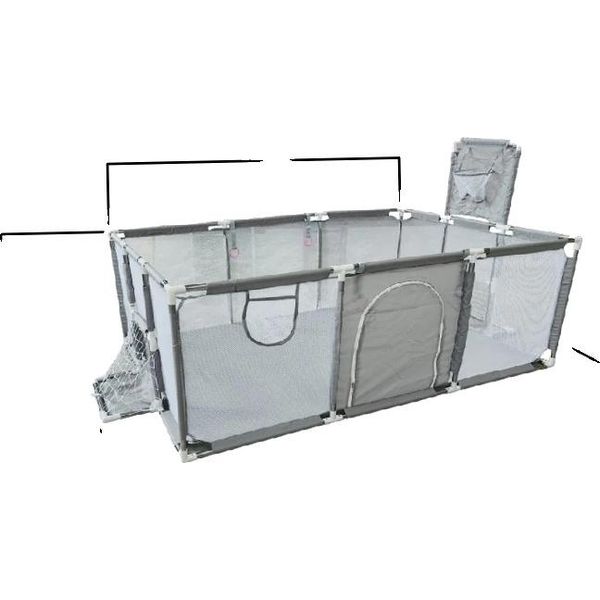 Area Giochi Per Bambini, Design Spazioso, Robusta Struttura In Metallo, Grigio Con 2 Porte-image