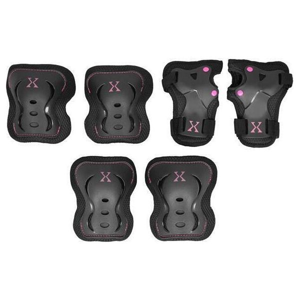 Nils Extreme Pads Set - Set 3In1 Ginocchiere Gomitiere Polsiere Per Bambini Adulti - Nero E Rosa - L - H320-image