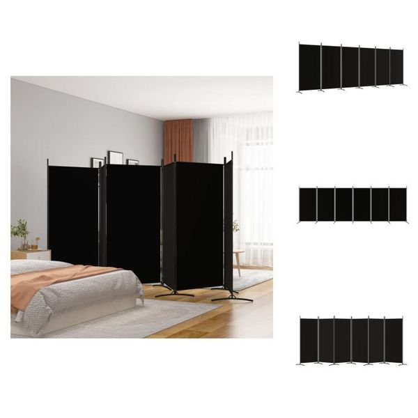 Vidaxl Schermo Pieghevole 6 Pezzi Nero 520X180 Cm Tessuto - Divisorio Per Ambienti-image