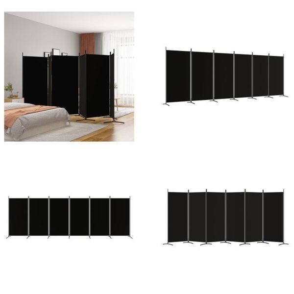 Vidaxl 6 Pezzi Schermo Nero 520X180 Cm Tessuto - Divisorio - Schermo - Divisorio - Parete Divisoria-image