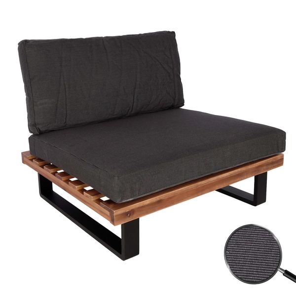 Lounge-Sessel MCW-H54, Garten-Sessel, Spun Poly Akazie Holz Mvg-Zertifiziert Aluminium ~ Braun, Polster Dunkelgrau-image