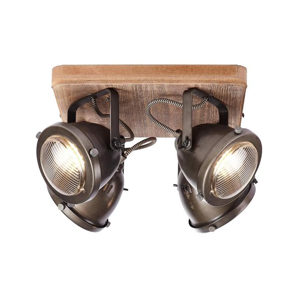 Brilliant Lampe Carmen Wood Spotplatte 4Flg Burned Steel/Holz 4X PAR51, GU10, 5W, Geeignet FüR Reflektorlampen (Nicht Enthalten) KöPfe Schwenkbar-image