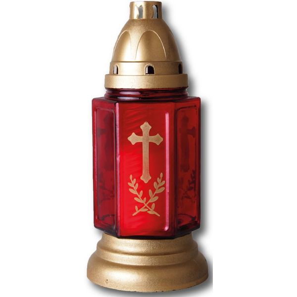 Hscandle Candela Tombale In Vetro 24Cm (Bella Red) Incl. Candela Circa 40H Di Autonomia + 2 Candele Di Ricambio 50H Di Autonomia-image
