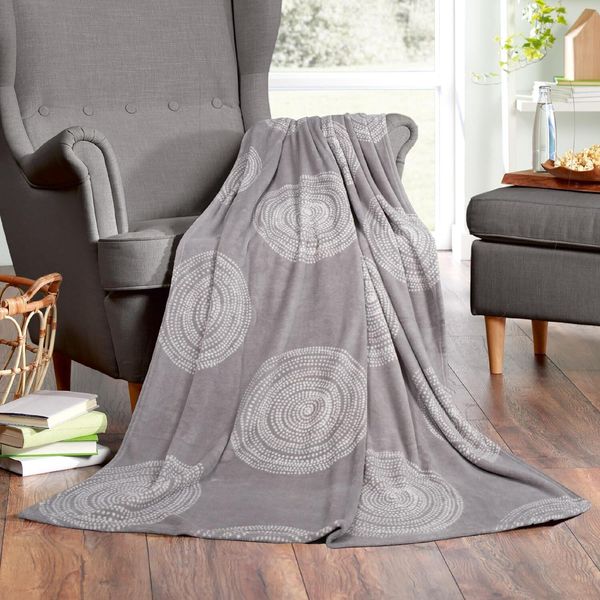 Coperta Coccolosa Super Soffice In Microfibra 150X200Cm (Cerchi) Coperta Soffice Per Divano, Divano E Letto, Copriletto - Lancio Per Divano-image