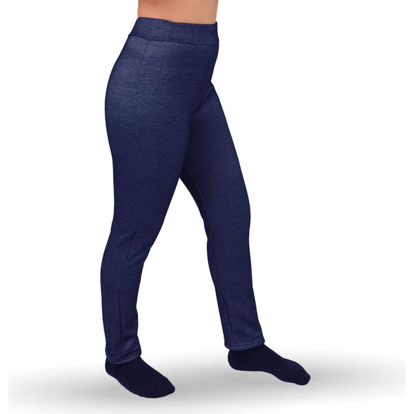 Leggings Termici Da Donna - Foderati A Vita Alta ( Blu - Look Jeans ) Leggings Termici Con Pile Interno - Pantaloni Invernali Caldi, Vita Alta ( S - 36/38 )-image