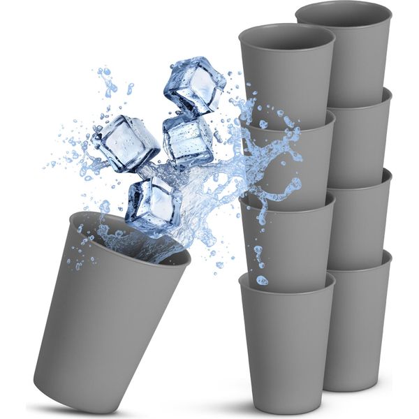 ( Confezione Da 8 ) Bicchieri Di Plastica Riutilizzabili - Senza Bpa - Lavabili In Lavastoviglie - ( 0,2L / Grigio ) Pp Infrangibile - Bicchieri Da Festa Riutilizzabili, Campeggio Compleanno-image