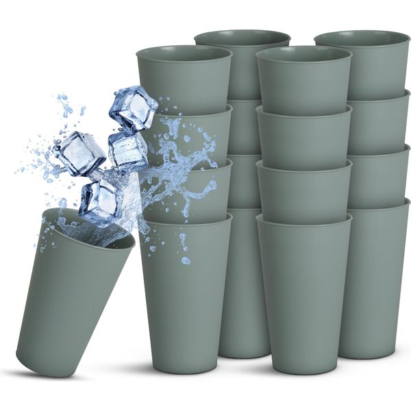 ( Confezione Da 16 ) Bicchieri Di Plastica Riutilizzabili - Senza Bpa - Lavabili In Lavastoviglie - ( 0,4L / Verde ) Pp Infrangibile - Bicchieri Riutilizzabili Per Feste, Bicchieri Da Campeggio Per Compleanni-image