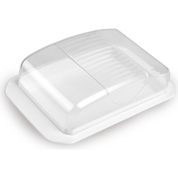Burriera Decorativa - Trasparente Con Coperchio - Lavabile In Lavastoviglie - Burriera Per 250 G Di Burro - Bianco-image