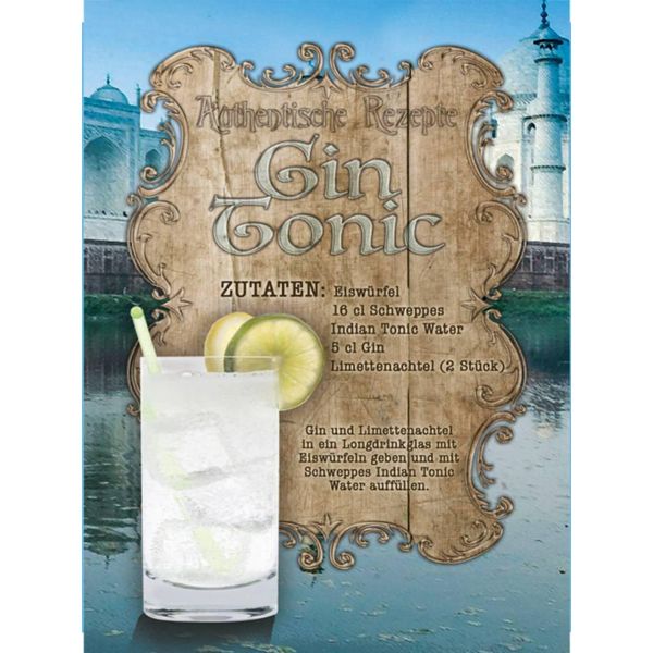 Vianmo Insegna In Legno 40X30 Cm Rezept Gin Tonic Zutaten Indian Tonic-image
