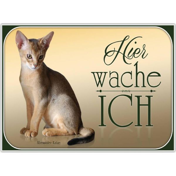 Vianmo Insegna In Legno 30X40 Cm Katze Abessinier Katze Hier Wache Ich-image