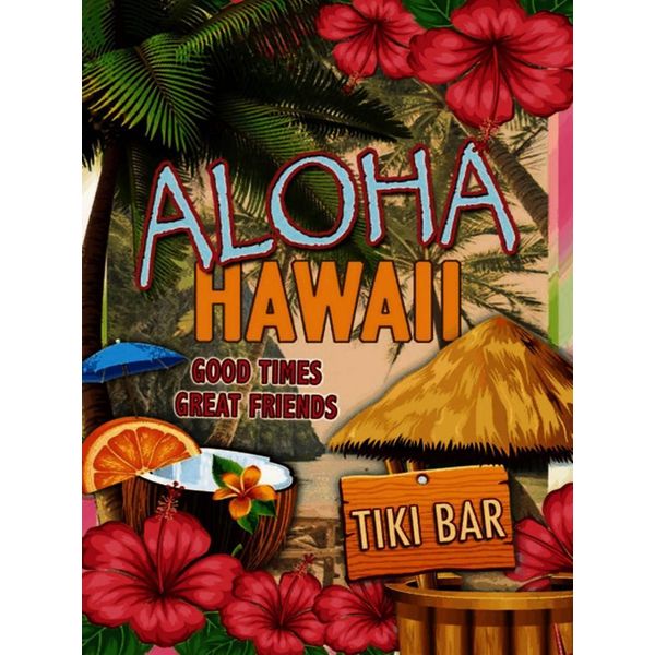 Vianmo Insegna In Legno 40X30 Cm Hawaii Aloha Tiki Bar Good Times Great-image