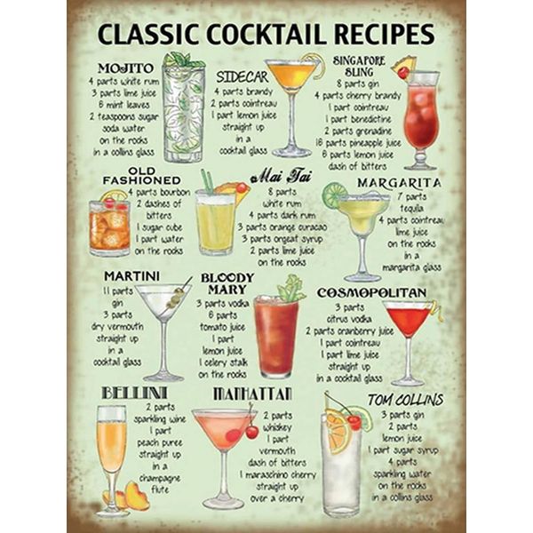 Vianmo Insegna In Legno 40X30 Cm Retept Classic Cocktails Recipes Mojito-image