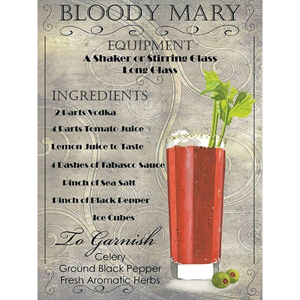 Vianmo Insegna In Legno 40X30 Cm Alkohol Bloody Mary Cocktail Ingredient-image