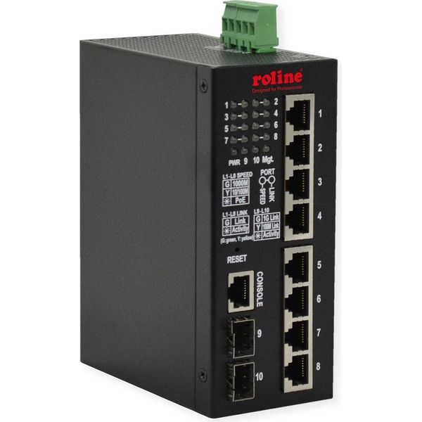 Switch Gigabit Industriale Roline, 10 Porte, Poe+, Smart Managed, 240W-image
