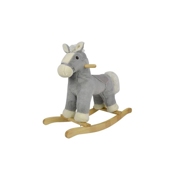 Chipolino Schaukelpferd Sound Haltegriffe Weiches PlüSch Ab 18 Monaten Bis 50 Kg Grau-image