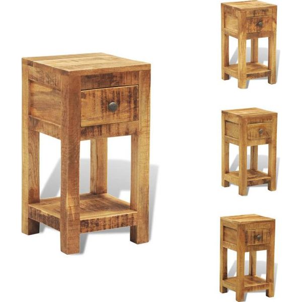 Vidaxl Comodino Con 1 Cassetto In Legno Massiccio Di Mango - Comodini-image