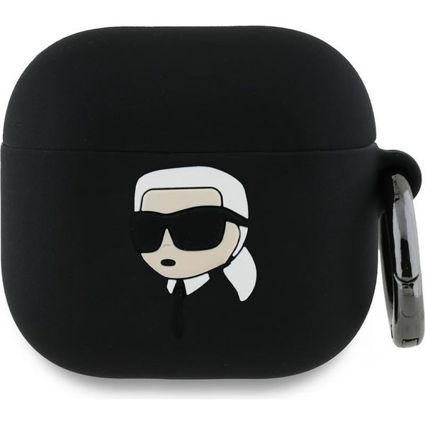 Karl Lagerfeld Kla4Runikk Airpods 4 Cover Nero/Nero Silicone Karl Head 3D-image