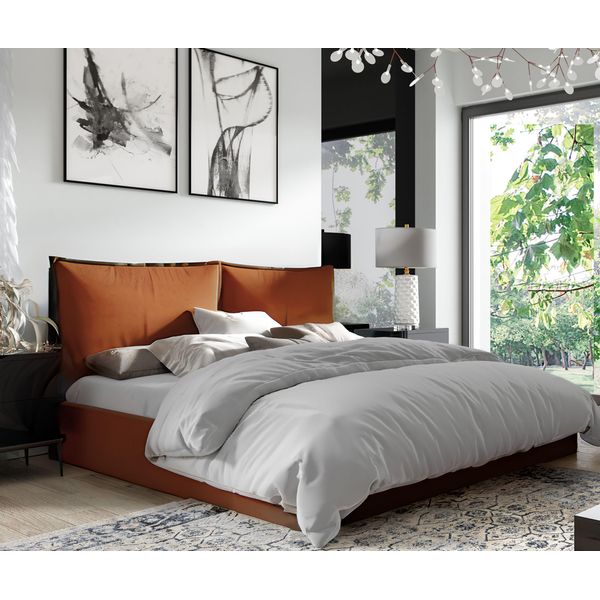Letto Imbottito Gutto Glammy 120X200 Rete A Doghe In Metallo Tessuto Velluto Marrone Chiaro Velvett Con Rete E Contenitore-image