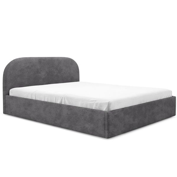 Gutto Letto Imbottito Su Misura Moon Grey 160X200 Struttura A Doghe In Legno Tessuto Boucle Teddy Di Alta Qualità Letto Con Rete E Contenitore-image