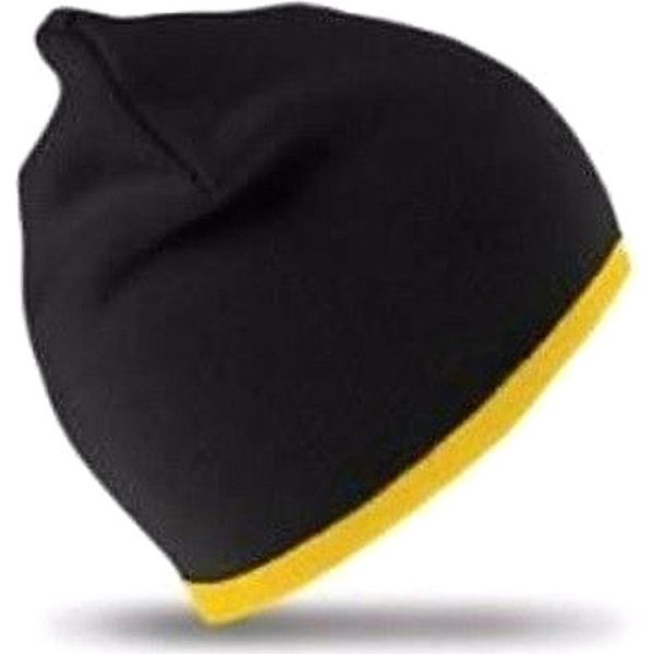 Cappello / Berretto Invernale Unisex Result, Reversibile BC977 (Taglia Unica) (Nero/Giallo)-image