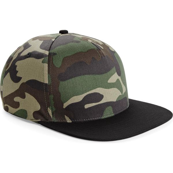 Berretto Da Baseball Retrò Beechfield Con Motivo Mimetico (2 Pezzi/Confezione) RW6723 (Taglia Unica) (Verde Mimetico/Nero)-image