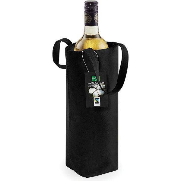 Borsa Per Bottiglie In Cotone Westford Mill BC3618 (Taglia Unica) (Nero)-image