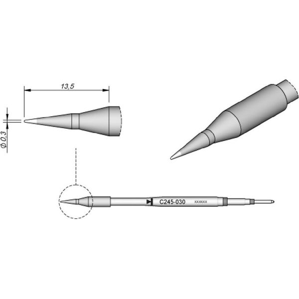 Punta Per Saldatura Serie Jbc C245, Forma Rotonda, C245030/Ø 0,3 Mm, Diritta C245030-image