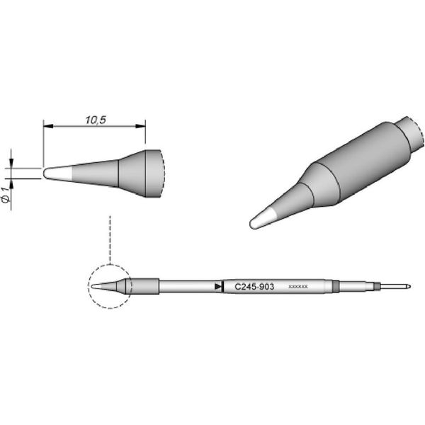 Punta Per Saldatura Jbc Serie C245, Forma Rotonda, C245903/Ø 1,0 Mm, Diritta C245903-image