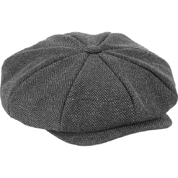 Berretto Con Visiera Unisex Beechfield Heritage Baker Boy BC4151 (S/M) (Antracite/Spina Di Pesce)-image