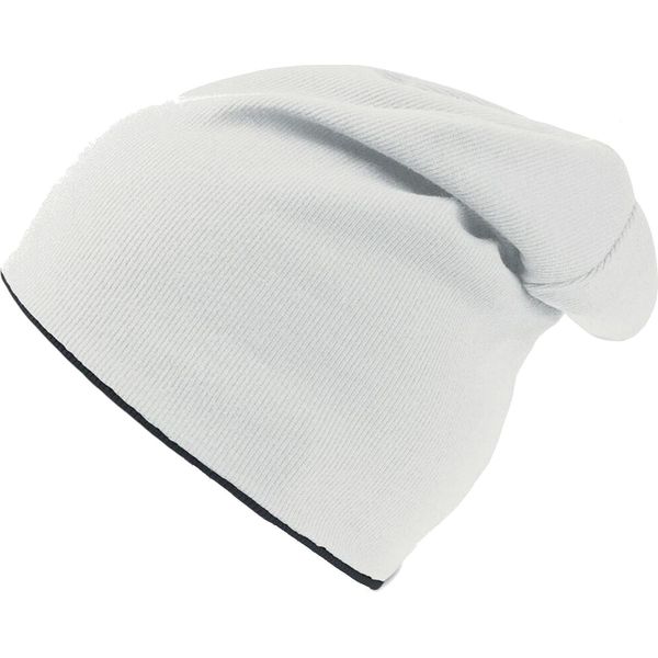 Atlantis Extreme Reversible Jersey Slouch Beanie Hat AB178 (Taglia Unica) (Bianco/Nero)-image
