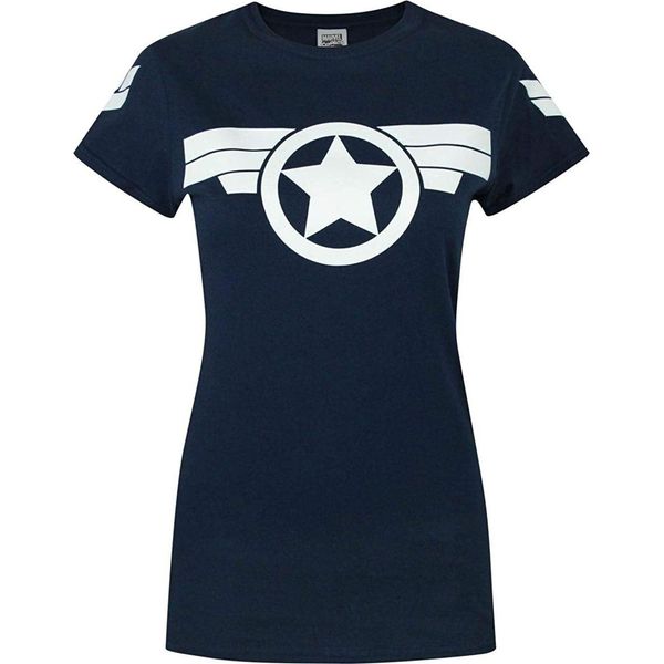 Captain America - Maglietta "Super Soldier"" Da Donna NS5218 (L) (Blu Navy)"-image