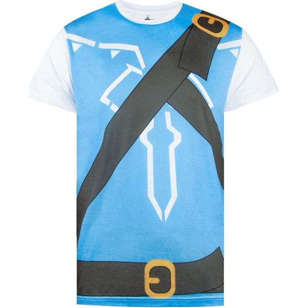 The Legend Of Zelda: Breath Of The Wild - Maglietta Da Uomo NS5257 (Xxl) (Bianco/Blu)-image
