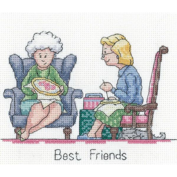 Set Per Punto Croce Heritage Aida "Best Friends"", Schema Contato, GYBF1583-A, 16X12Cm"-image